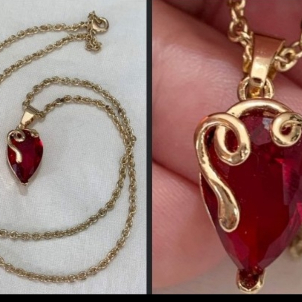 Simulated Ruby Necklace - Picture 3 of 3